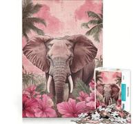 Puzzle da 1000 pezzi per adulti con elefante in un paradiso tropicale, giocattolo educativo, difficile e stimolante, ideale come elemento della lista dei desideri con Babbo Natale 38x26cm