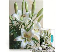 Puzzle da 1000 pezzi per adulti con elegante composizione floreale di gigli bianchi, gioco pratico, migliora la memoria, ideale come regalo per tutta la famiglia 50x75cm