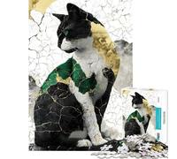 Puzzle da 1000 pezzi per adulti con elegante disegno di un gatto e dettagli Kintsugi Un gioco divertente per adulti che stimola l'analisi e la logica ideale per l'interazione genitore-figlio (50x75cm)