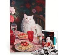 Puzzle da 1000 pezzi per adulti con elegante gatto, ideale per una cena a tema, decorazione murale, compleanno e Natale 50x75cm
