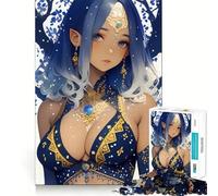 Puzzle da 1000 pezzi per adulti con elfo anime dai capelli blu,taglio preciso,gioco di logica e pensiero,svago e divertimento,scena natalizia 38x26cm
