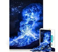 Puzzle da 1000 pezzi per adulti con eruzione di un vulcano blu,dai bordi netti,gioco di logica,gioco di inattività,decorazione natalizia 38x52cm