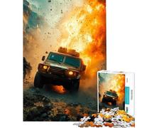 Puzzle da 1000 pezzi per adulti con esplosione di veicolo militare sfida impegnativa da completare antistress gioco educativo per maggiori di 14 anni (38x52cm)