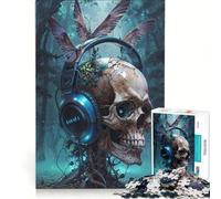 Puzzle da 1000 pezzi per adulti con falena della morte, teschio e musica, gioco divertente, interazione genitore-figlio, ogni pezzo è unico 38x52cm