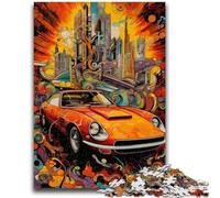 Puzzle da 1000 pezzi per adulti con fantastiche auto sportive colorate, difficili da completare ma divertenti e umoristici, con poster abbinato e foglio di quiz 26x38cm