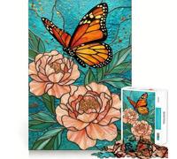 Puzzle da 1000 pezzi per adulti con farfalla e vetrata artistica,incastro preciso,decorazione,esercizio mentale,divertimento casual,regalo di Natale (50x75cm)