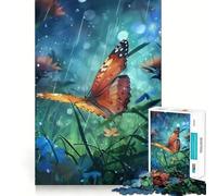 Puzzle da 1000 pezzi per adulti con farfalla sotto la pioggia,decorazione a incastro,gioco per esercitare la mente,divertimento casual,regalo di Natale (38x52cm)