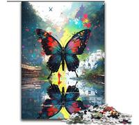 Puzzle da 1000 pezzi per adulti con farfalle colorate in volo,realizzato in legno per il divertimento in famiglia durante i compleanni,Natale,50x75cm,coinvolgente attività di gioco per la famiglia