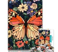 Puzzle da 1000 pezzi per adulti con farfalle in vetro colorato, per adolescenti e adulti, ideale come regalo per tutta la famiglia, dai 14 anni in su, 26x38cm