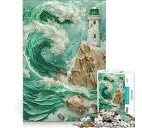 Puzzle da 1000 pezzi per adulti con faro astratto, gioco rilassante, allena la mente e la mano, compleanno e Natale 50x75cm