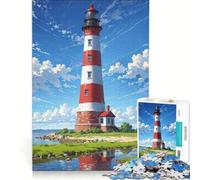 Puzzle da 1000 pezzi per adulti con faro bianco e paesaggio gioco divertente allena la mente e la mano ideale come regalo per tutta la famiglia 38x52cm