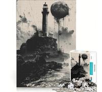 Puzzle da 1000 pezzi per adulti con faro e eclissi lunare gioco educativo analisi e logica sfida unica 38x26cm