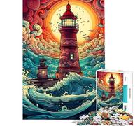 Puzzle da 1000 pezzi per adulti con faro e onde gioco per famiglie ideale per le vacanze a casa o come regalo per tutta la famiglia (dimensioni 38x26cm)