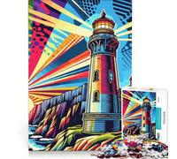 Puzzle da 1000 pezzi per adulti con faro tramonto gioco impossibile analisi e logica per rafforzare l'amore tra le coppie 50x75cm