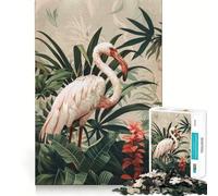 Puzzle da 1000 pezzi per adulti con fenicotteri botanici,gioco di incastro preciso,gioco di concentrazione,regalo,divertimento facile,decorazione artistica natalizia (50x75cm)