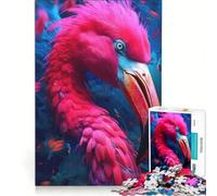 Puzzle da 1000 pezzi per adulti con fenicottero fluorescente UV, gioco per famiglie, interazione genitore-figlio, compleanno e Natale 38x52cm