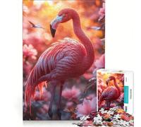 Puzzle da 1000 pezzi per adulti con fenicottero in un paradiso floreale, gioco per famiglie, interazione genitore-figlio, compleanno e Natale 38x26cm