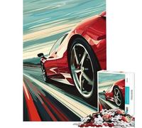 Puzzle da 1000 pezzi per adulti con Ferrari rossa in corsa gioco intellettuale gioco impossibile educativo regalo di Babbo Natale segreto (dimensioni 38x26cm)