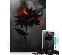 Puzzle da 1000 pezzi per adulti con fiore di dalia rosso fuoco,bordi sottili,gioco cognitivo,rilassante,decorazione natalizia da parete (38x26cm)