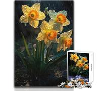Puzzle da 1000 pezzi per adulti con fiore di narciso sotto la pioggia, goditi ore di relax tranquille e accoglienti, taglio netto, giocattolo artigianale durevole, dimensioni 38x26cm