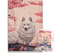 Puzzle da 1000 pezzi per adulti con fiori di ciliegio e lupo, ideale per trascorrere momenti di relax e relax, stabile, preciso, dimensioni del giocattolo: 50x75cm