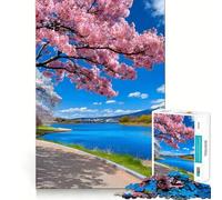 Puzzle da 1000 pezzi per adulti con fiori di ciliegio e paesaggio del Monte Fuji,ritaglio preciso,decorazione,gioco di logica,svago e regalo per le festività (50x75cm)