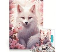 Puzzle da 1000 pezzi per adulti con fiori di ciliegio e volpe bianca, gioco rilassante, impegnativo da completare, lista dei desideri con Babbo Natale 38x26cm