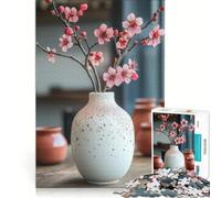 Puzzle da 1000 pezzi per adulti con fiori di ciliegio in vaso, natura morta, gioco rompicapo, difficile, per rafforzare l'amore tra le coppie 38x52cm