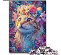 Puzzle da 1000 pezzi per adulti con fiori e gatti, gioco interattivo per famiglie, sfida per la mente (dimensioni 26x38cm)