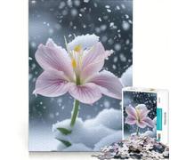 Puzzle da 1000 pezzi per adulti con fiori rosa nella neve gioco rilassante decorazione per la casa ideale come regalo per tutta la famiglia 50x75cm