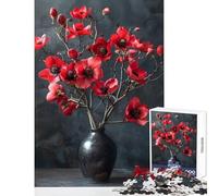 Puzzle da 1000 pezzi per adulti con fiori rossi fotografia giocattolo decorazione da parete opera d'arte regalo gioco pratico collezione di artisti belle arti dimensioni 38x52cm
