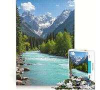Puzzle da 1000 pezzi per adulti con fiume turchese che scorre in un paesaggio montano gioco per famiglie gara di velocità manuale adatto come decorazione da scrivania 50x75cm