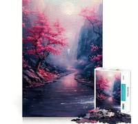 Puzzle da 1000 pezzi per adulti con fiumi di ciliegi in fiore,gioco di precisione e abilità mentale,ideale per momenti di relax e come regalo di Natale (38x26cm)