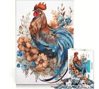 Puzzle da 1000 pezzi per adulti con gallina e fiori, gioco pratico, antistress, ideale come regalo per tutta la famiglia 50x75cm