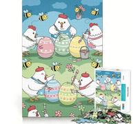 Puzzle da 1000 pezzi per adulti con galline e uova di Pasqua,taglio preciso,divertente rompicapo,regalo per il tempo libero,decorazione natalizia (38x26cm)
