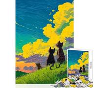 Puzzle da 1000 pezzi per adulti con gatti che guardano il cielo al tramonto puzzle da 1000 pezzi giocattolo decorativo per la casa regalo per donne e uomini decorazione per la casa (38x52cm)