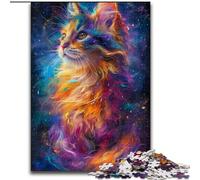 Puzzle da 1000 pezzi per adulti con gatti colorati in legno,ideale per il divertimento in famiglia,il relax e come regalo di Natale Dimensioni: 50 x 75cm Per adolescenti Perfetto come