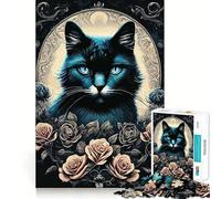 Puzzle da 1000 pezzi per adulti con gatti in stile gotico e rockabilly,bordi sottili,gioco cognitivo,rilassante,decorazione natalizia da parete (38x26cm)