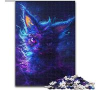 Puzzle da 1000 pezzi per adulti con gatti spaziali colorati in legno, attività divertente per la casa 50x75cm, decorazione artistica fai da te, regalo di compleanno perfetto