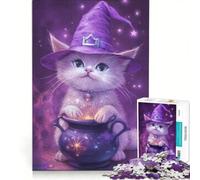 Puzzle da 1000 pezzi per adulti con gattino stregone antistress difficile ideale come elemento della lista dei desideri con Babbo Natale 50x75cm
