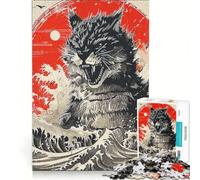 Puzzle da 1000 pezzi per adulti con gatto astratto giapponese, gioco divertente, analisi e logica, adatto per la decorazione della scrivania 38x26cm