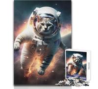 Puzzle da 1000 pezzi per adulti con gatto astronauta nello spazio Gioca e impara in modo intelligente sentito per festeggiare Dimensioni: 50x75cm