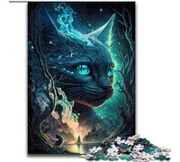 Puzzle da 1000 pezzi per adulti con gatto blu da favola, puzzle per adulti, dimensioni 50x75cm, perfetti per il divertimento in famiglia durante le vacanze.