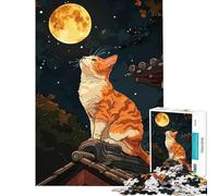 Puzzle da 1000 pezzi per adulti con gatto che guarda la luna Giochi educativi Ottimo regalo Perfetto per le vacanze a casa e per passare il tempo (dimensioni 50x75cm)