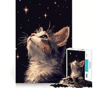 Puzzle da 1000 pezzi per adulti con gatto che guarda le stelle,pixel art,pezzi a incastro,gioco di logica,divertimento assicurato,regalo di compleanno (38x26cm)
