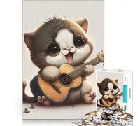 Puzzle da 1000 pezzi per adulti con gatto che suona la chitarra, giocattolo educativo, interazione genitore-figlio, ideale come regalo per tutta la famiglia 50x75cm