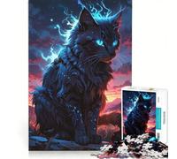 Puzzle da 1000 pezzi per adulti con gatto dalla fiamma blu mistica gioco rilassante interazione genitore-figlio regalo di compleanno regalo di viaggio 50x75cm