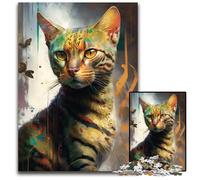 Puzzle da 1000 pezzi per adulti con gatto del Bengala dipinto, ideale per gli amanti, perfetto regalo di Natale, Capodanno e San Valentino, 50x75cm/19,68x29,52 pollici