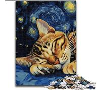 Puzzle da 1000 pezzi per adulti con gatto del Bengala e cielo notturno, gioco interattivo per famiglie, decorazione fai da te per la casa, sfida per il cervello, regalo (dimensioni 26x38cm)