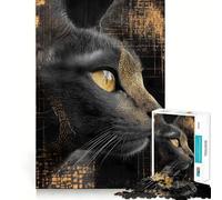 Puzzle da 1000 pezzi per adulti con gatto Devon Rex nero e occhio dorato,disegno finemente intagliato,gioco per la concentrazione mentale,gioco per momenti di tranquillità,attività per compleanno
